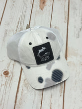 Load image into Gallery viewer, White Tie Dye Hat with Square Black Logo Patch