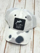 Load image into Gallery viewer, White Tie Dye Hat with Square Black Logo Patch