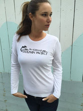 Load image into Gallery viewer, white long sleeve graphic tee dolphin project