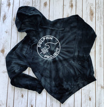 Load image into Gallery viewer, Unisex Dolphin Project EST 1970 Black Tie Dye Pullover Hoodie