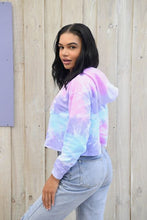 Load image into Gallery viewer, Dolphin Project Cotton Candy Tie Dye Crop Hoodie