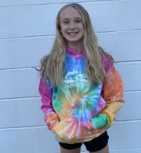 Load image into Gallery viewer, kids rainbow tie dye hoodie dolphin project