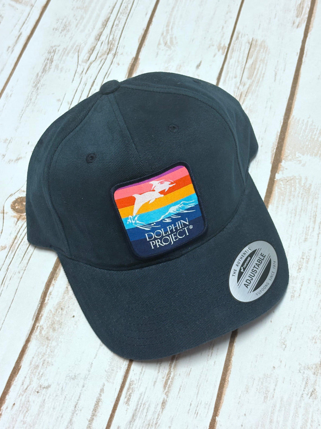 Dolphin Project Navy Brushed Cotton Cap with Square Rainbow Patch