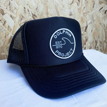 Load image into Gallery viewer, Dolphin project 1970 trucker hat black
