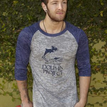 Load image into Gallery viewer, dolphin project blue burnout tee worn by drew chadwick
