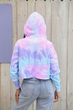 Load image into Gallery viewer, Dolphin Project Cotton Candy Tie Dye Crop Hoodie
