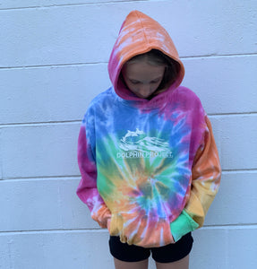 youth dolphin rainbow swirl hoodie