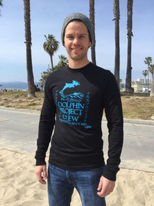 Dolphin project crew black and teal long sleeve tee