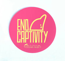 Load image into Gallery viewer, end dolphin captivity pink and yellow sticker
